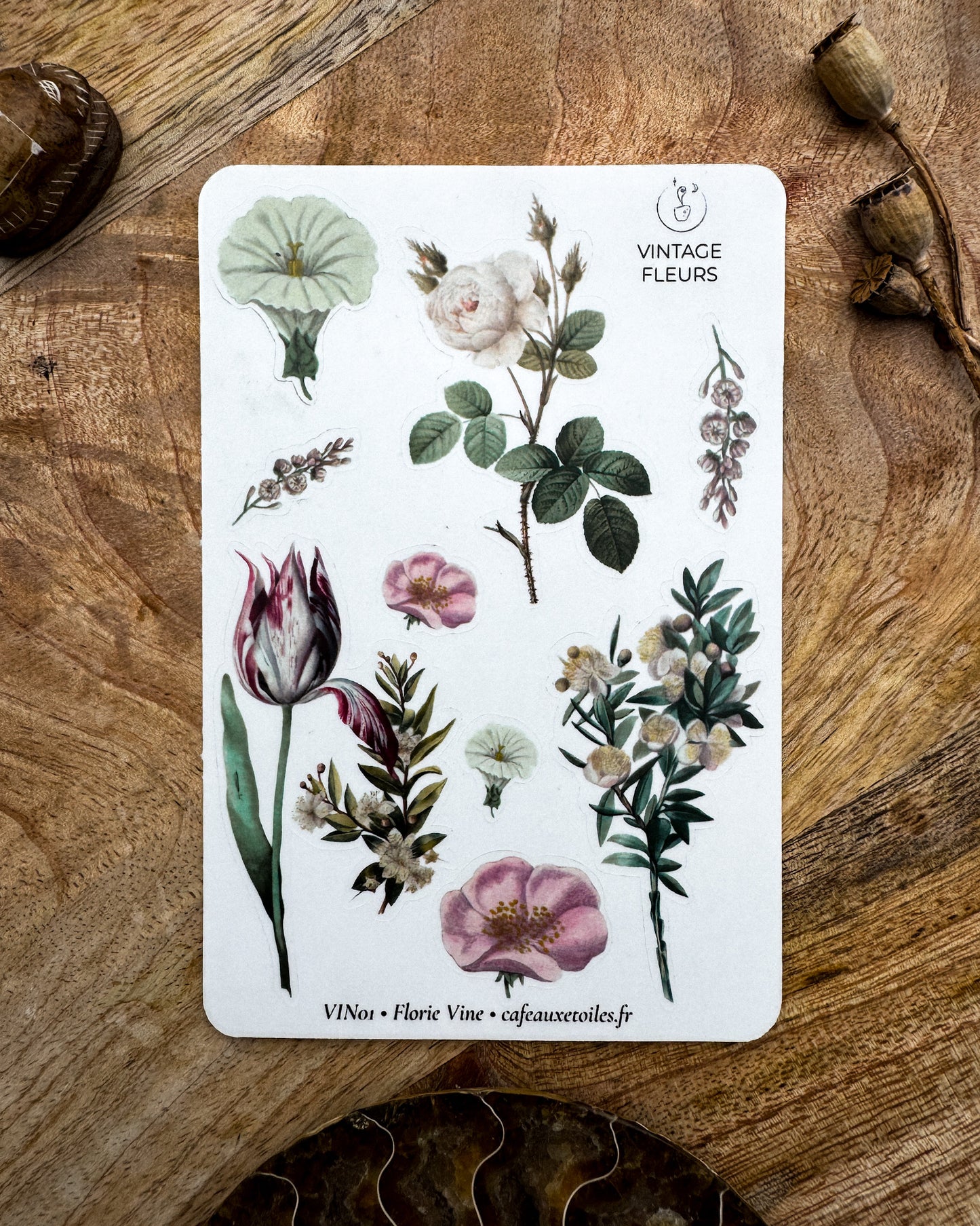 Fleurs vintage - planches adhésives