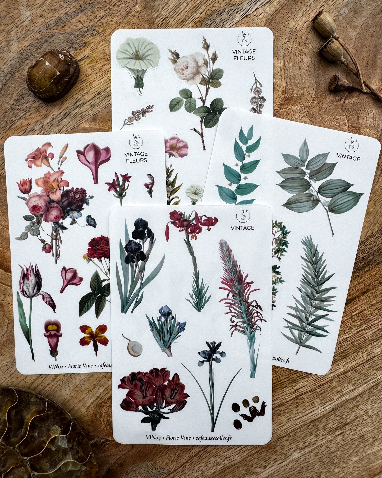 Fleurs vintage - planches adhésives