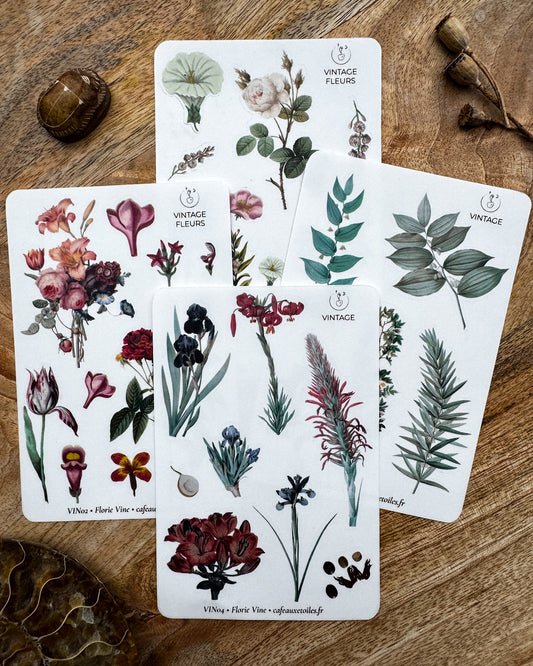Fleurs vintage - planches adhésives