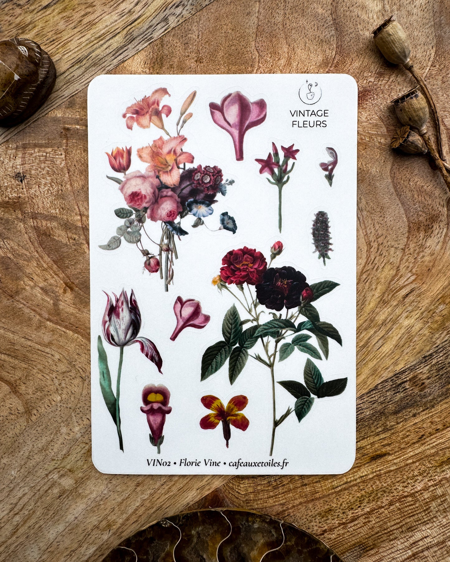 Fleurs vintage - planches adhésives