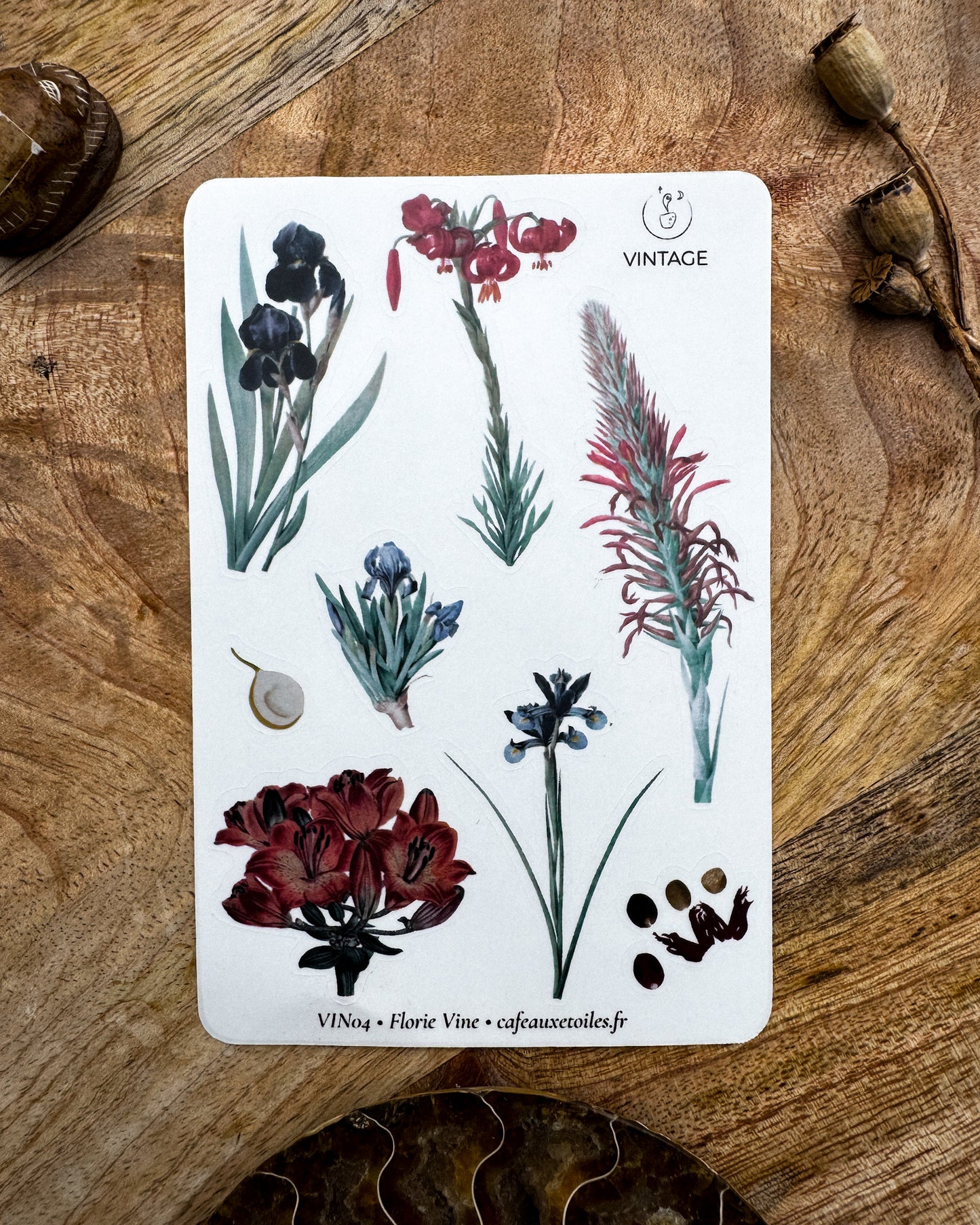 Fleurs vintage - planches adhésives
