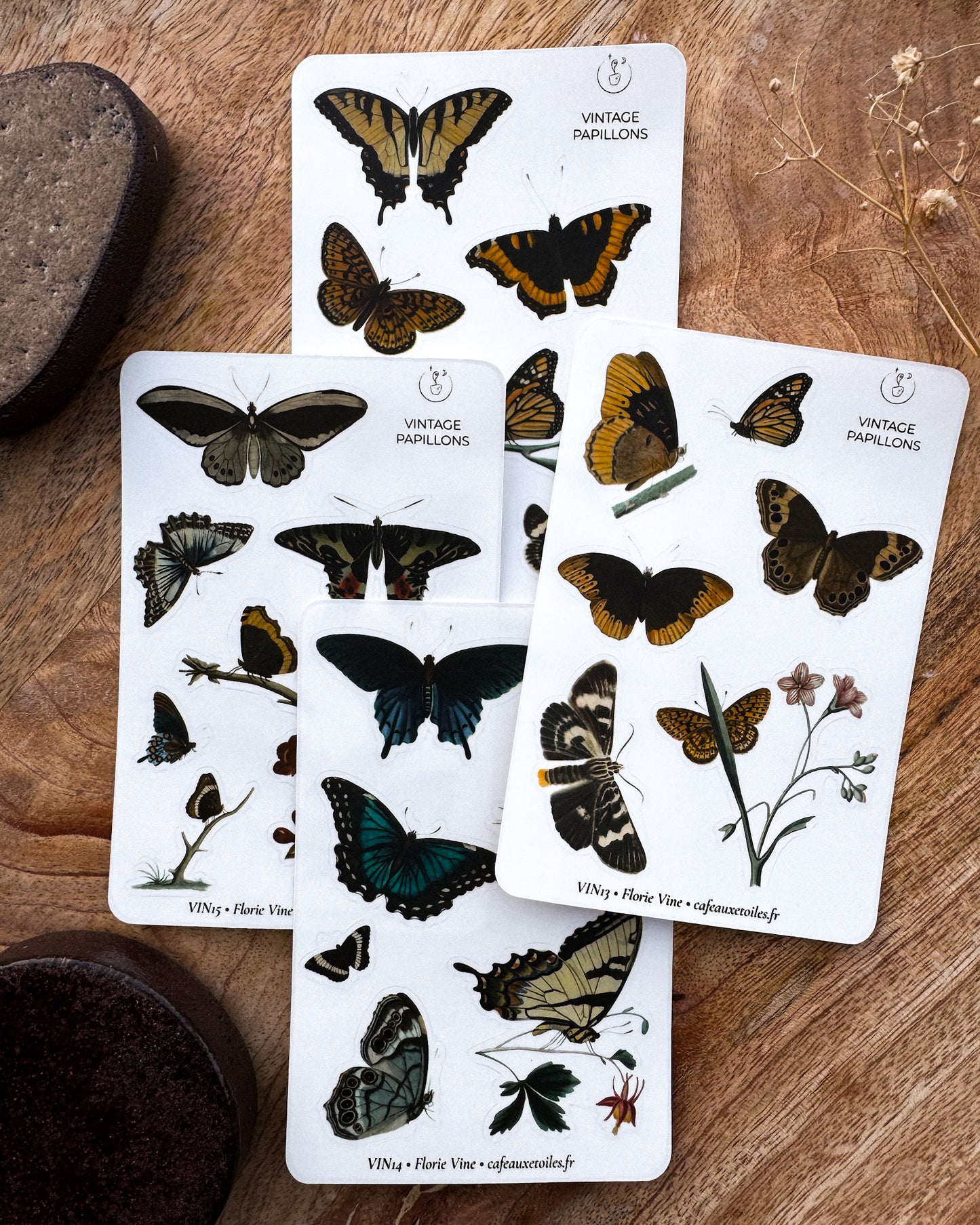 Papillons vintage - planches adhésives