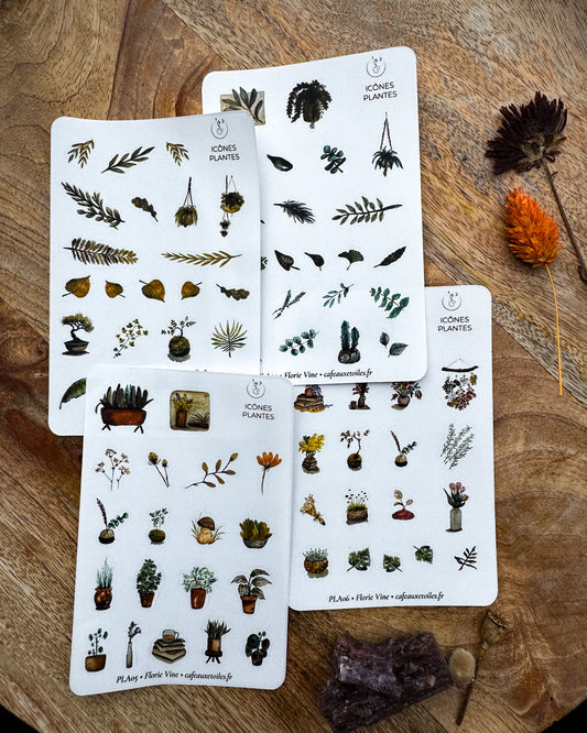 Icônes plantes - planches adhésives