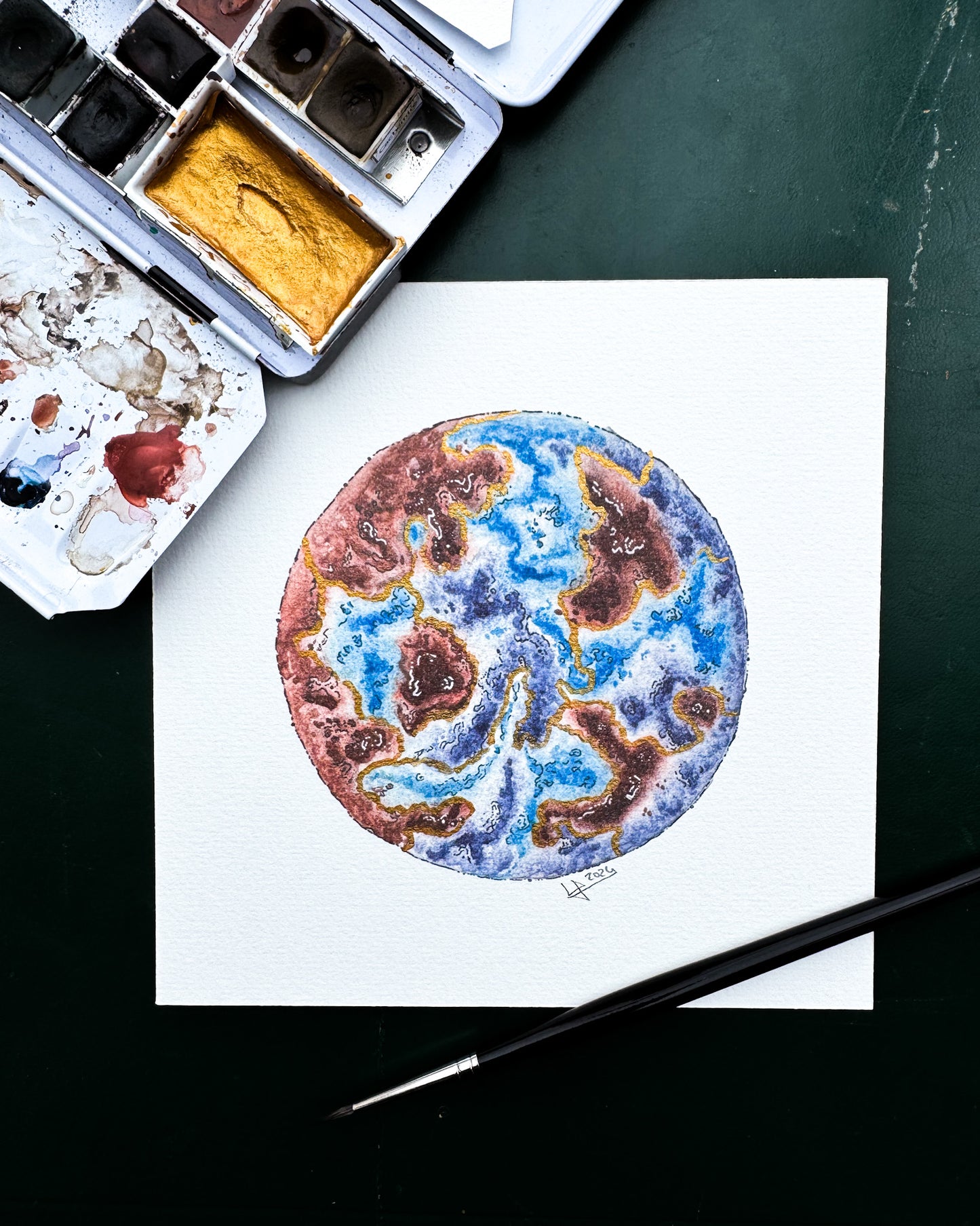 Lune aux craquelures dorées | Tirage d'art