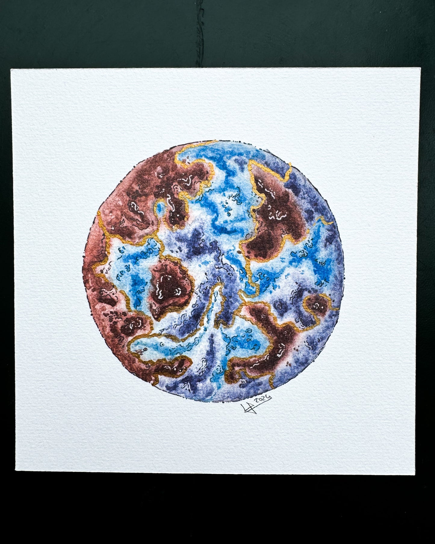 Lune aux craquelures dorées | Tirage d'art