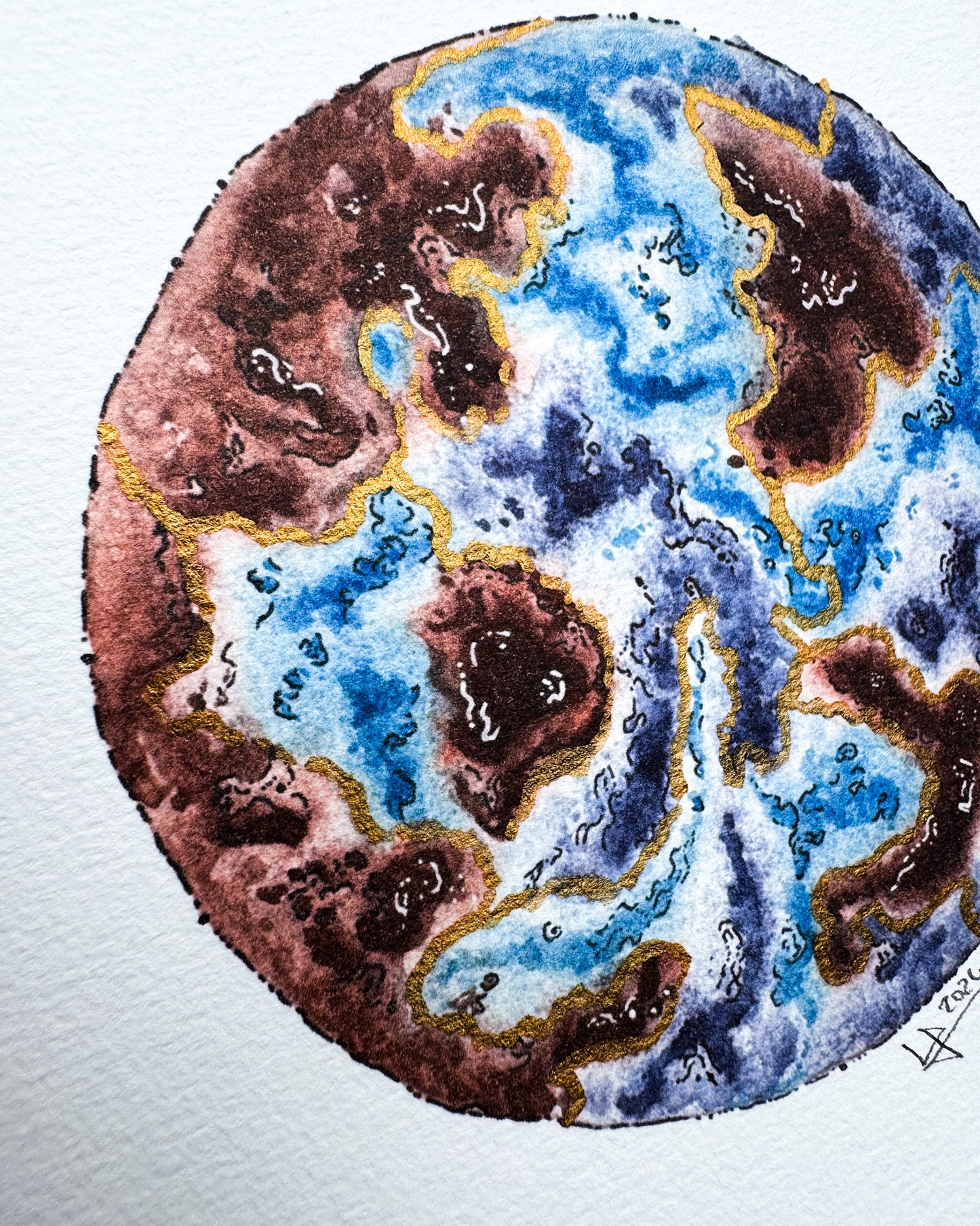 Lune aux craquelures dorées | Tirage d'art